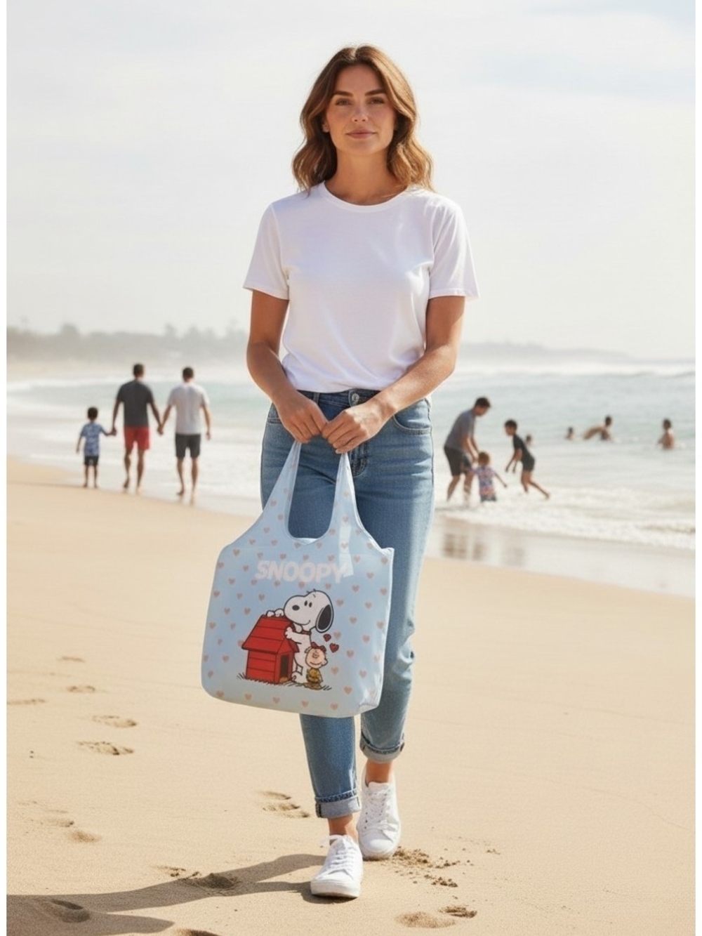 Peanuts -NewSnoopy NWT Sm./Med. Size Canvas Tote Beach Bag Double Sided, 13 X 12